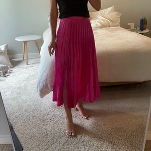 ASOS Hot Pink Silk Pleated Skirt